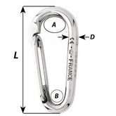 Wichard Symmetric Carbine Hook without Eye - Length: 60mm, Part #2333 trendygifthk